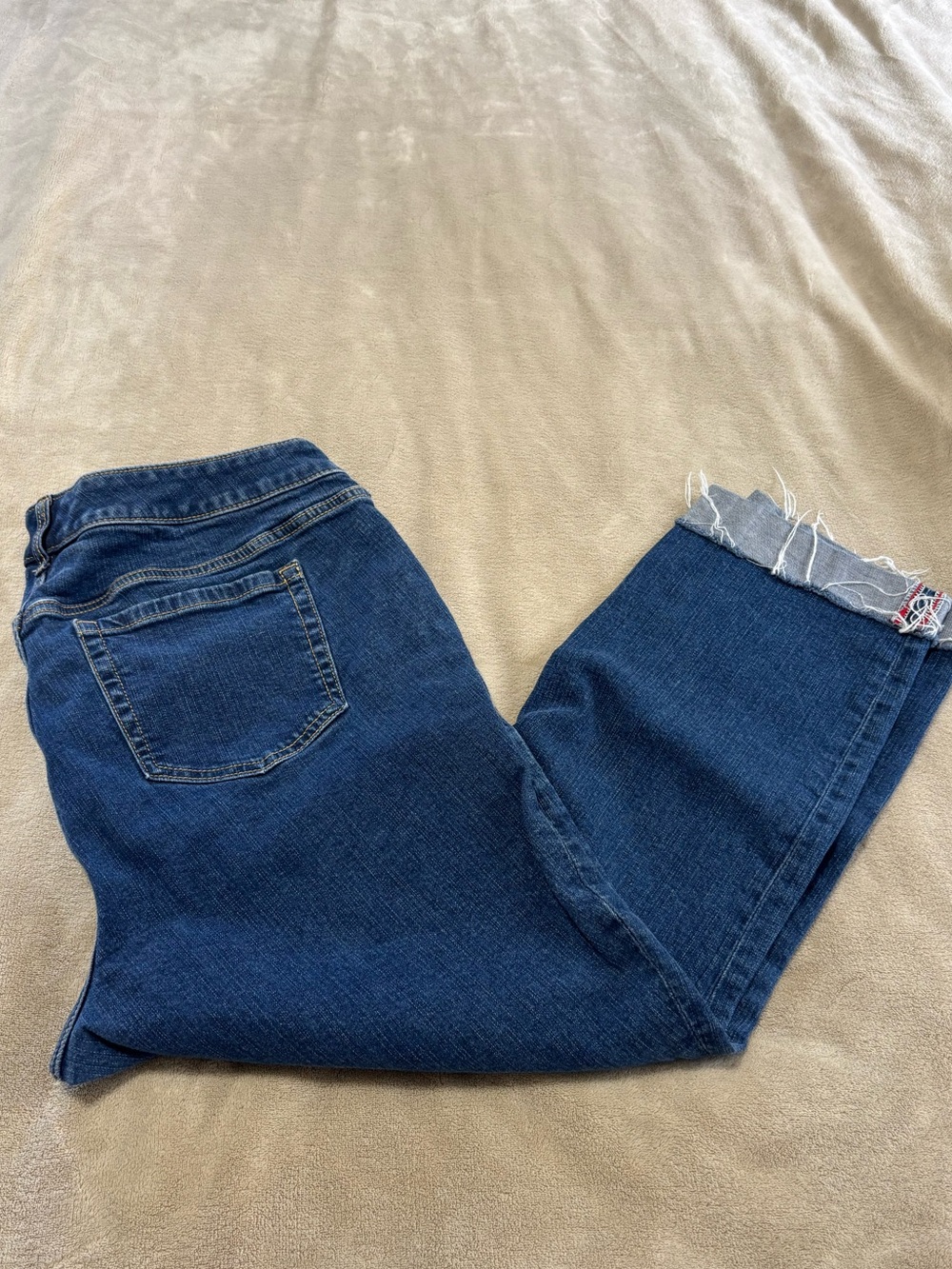 Torrid Vintage Stretch Crop Boyfriend Dark Blue Denim Jeans with Cuffed Hem